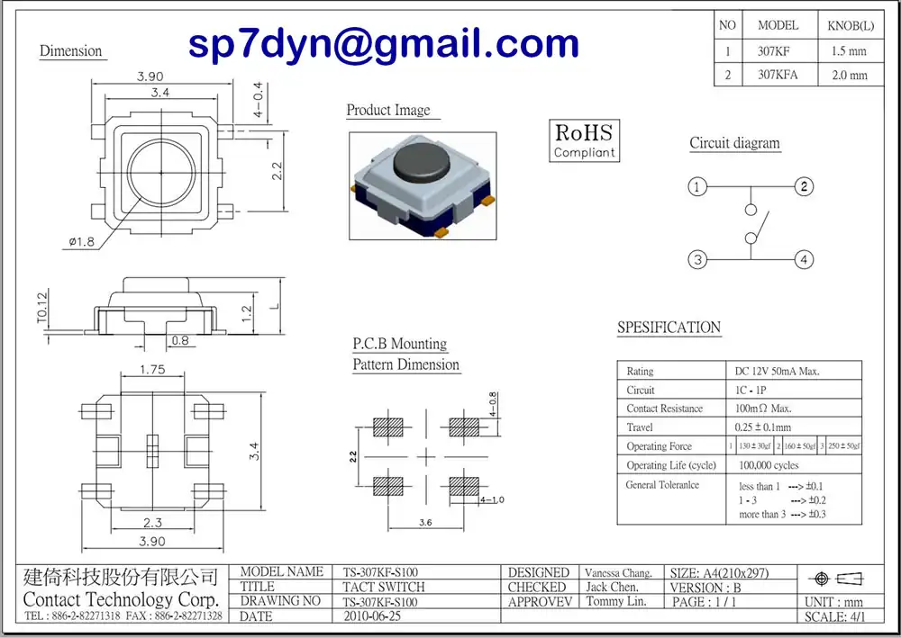 Push Tact Switch Micro for Car Remote - Image 6