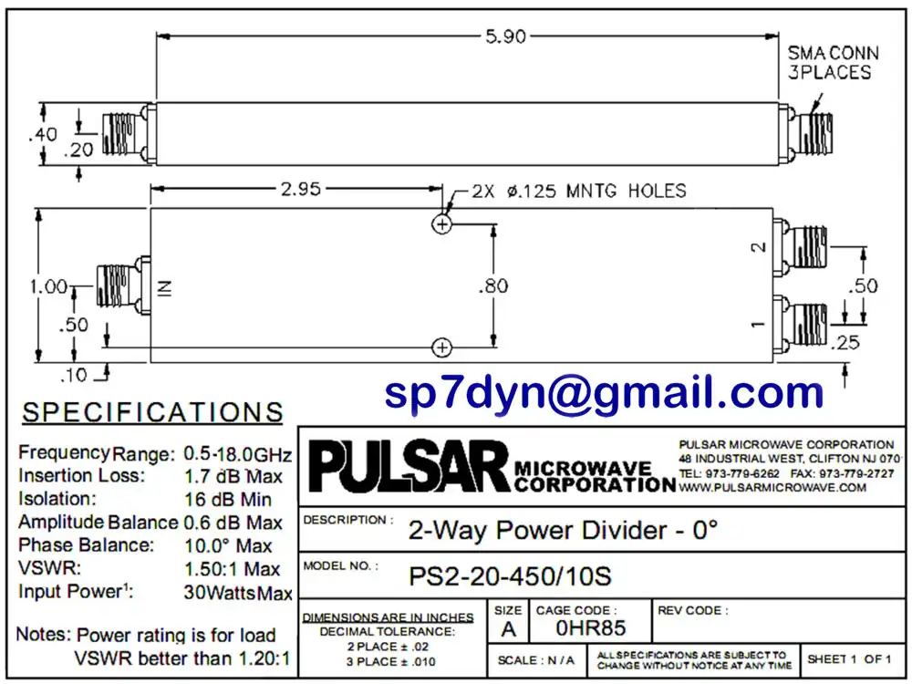 Pulsar 18GHz Power Divider PS2-20-450/10S - Image 8