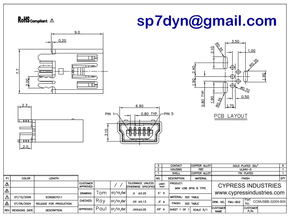 Mini USB B/SN04 Connector 5Pins 100pcs - Image 6