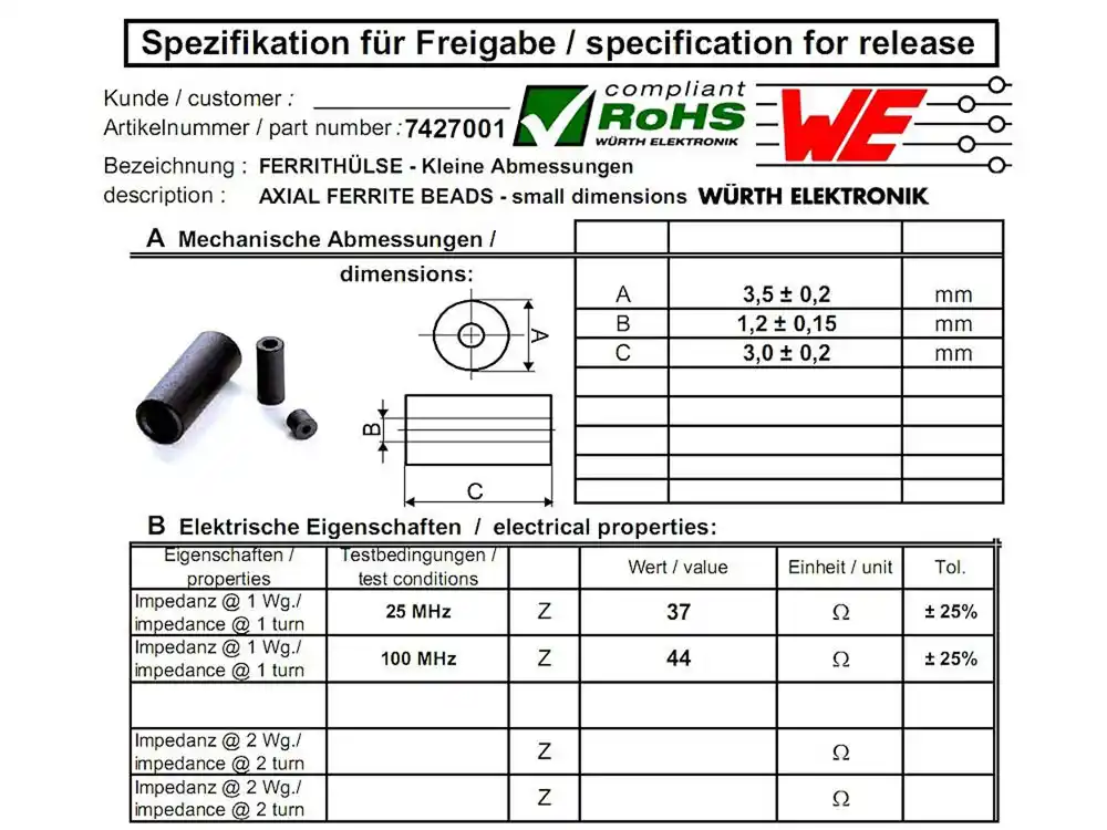 50pcs Ferrite Core EMI Filter 3W800 - Image 5