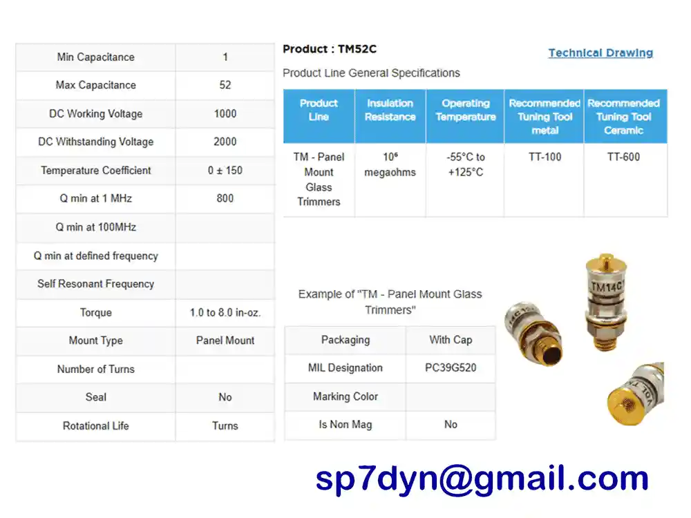 TM52C Voltronics Glass Piston Trimmer Capacitor - Image 6