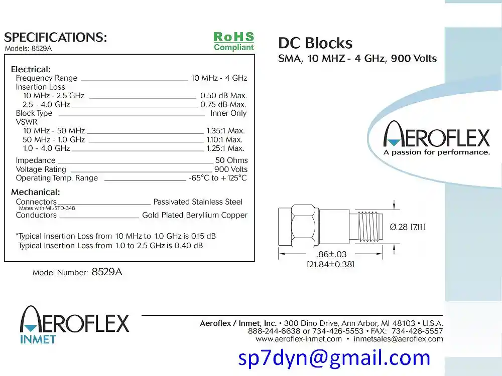 DC Block 7GHz SMA Aeroflex Inmet - Image 8